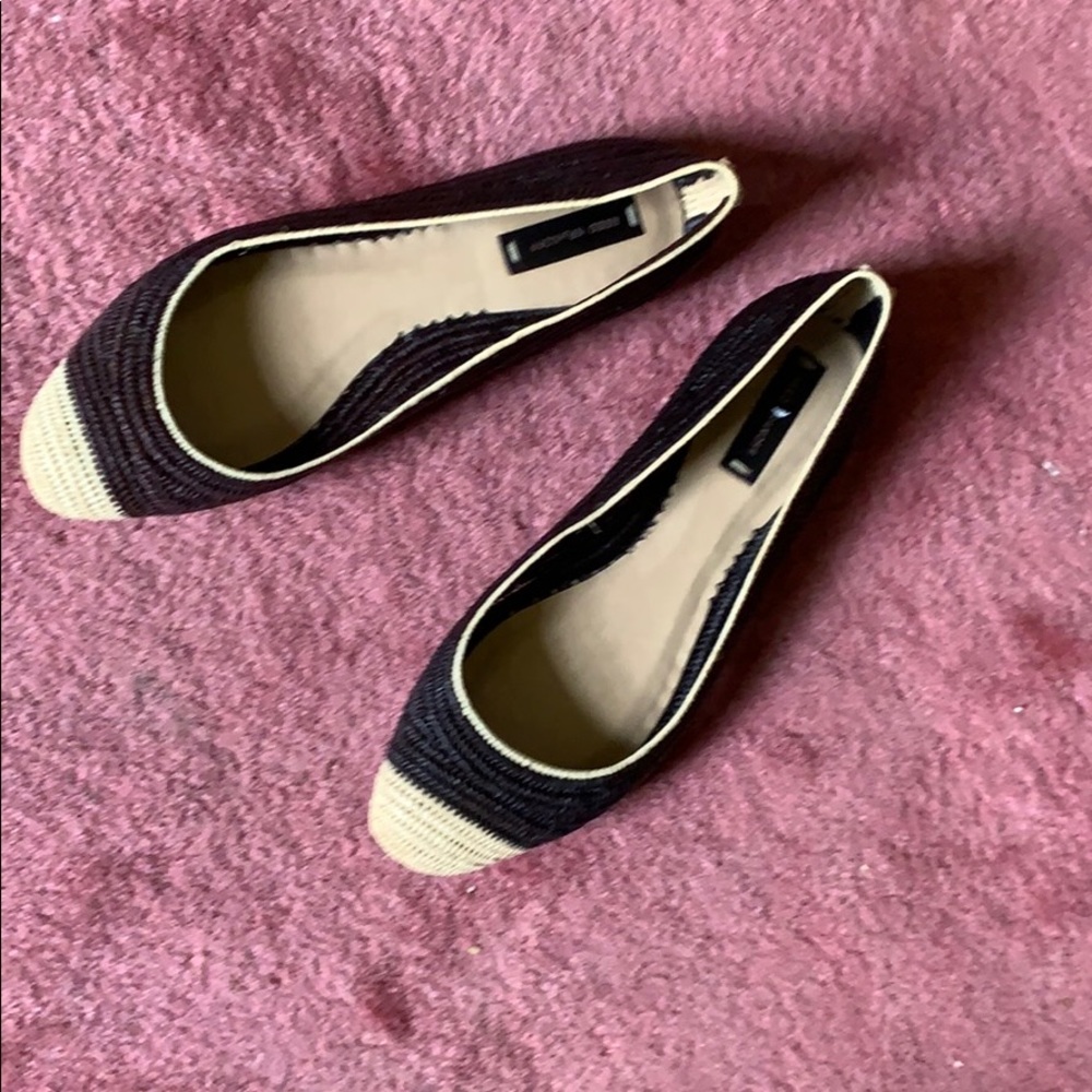 Reed Krakoff Black and Cream Woven Pointed-Toe Flats